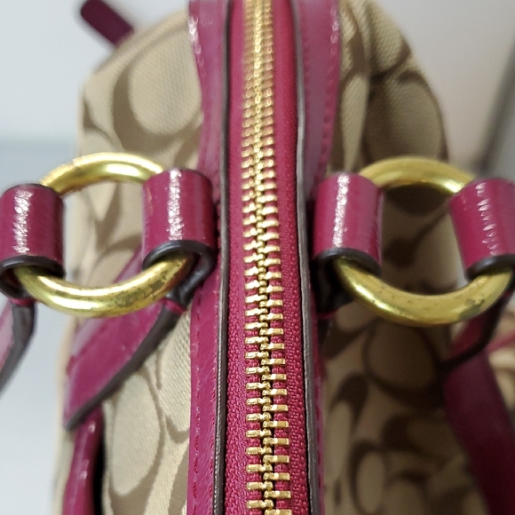 Coach Signature Satchel With Rasperry Python Stripe F24884 - Picture 13 of 16